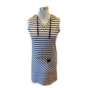 Disney Mickey Mouse Hoodie Striped Dress Sz Small Junk Food Disneyworld *Note